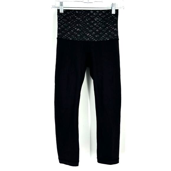 Lululemon Crop Leggings Black Gray Size 4 - Picture 1 of 7